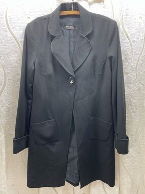 Terra Nostra Collection Blazer Coat Womens 10 Black Longline Single Button